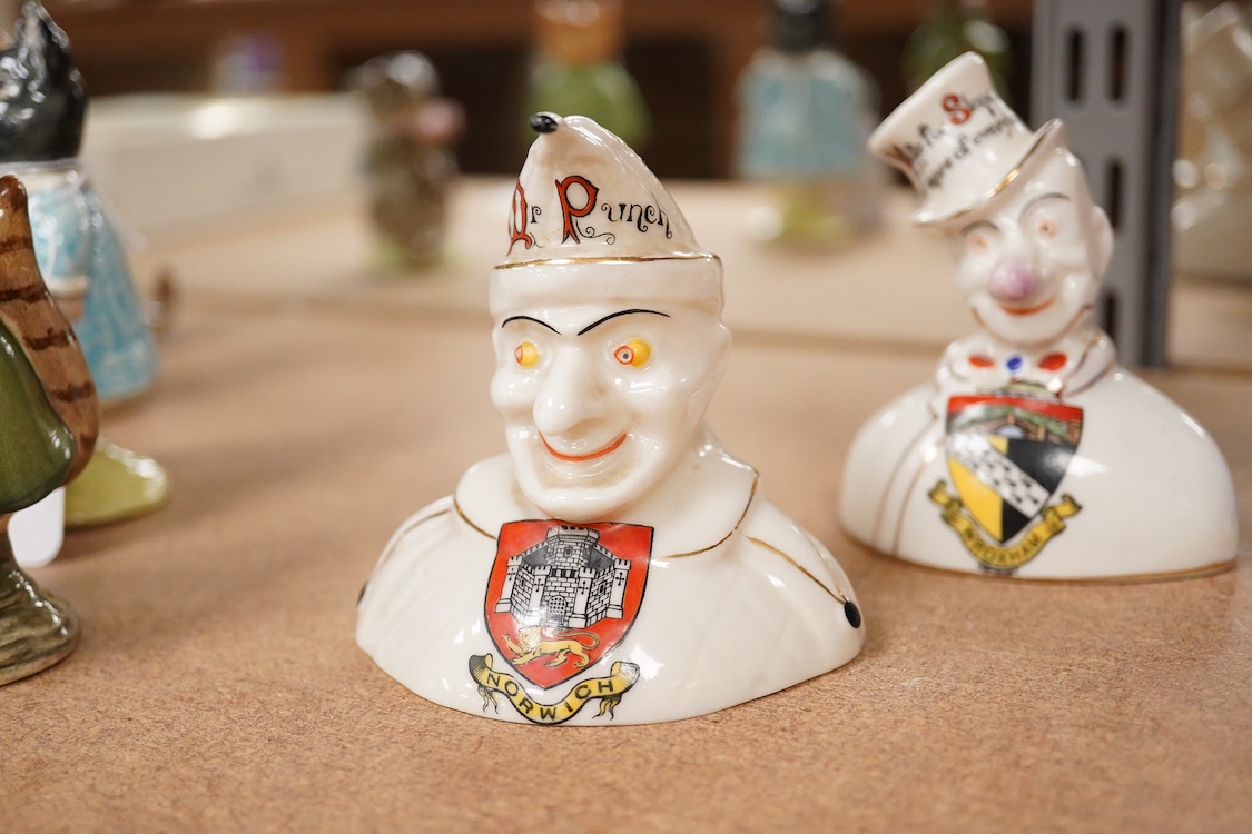 A pair of Art Deco Carltonware ‘sailor napkin rings’ and two Cartlon china crested clowns